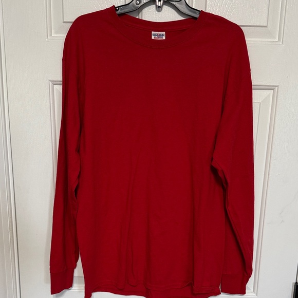 Jerzees Vibrant Red Long Sleeve Shirt - Picture 1 of 5
